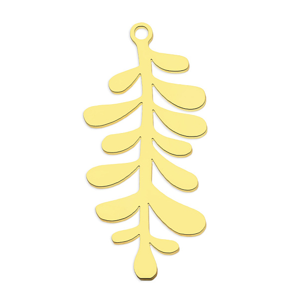 

PandaHall 201 Stainless Steel Pendants, Laser Cut, Vacuum Plating, Leaf, Golden, 31.5x15x1mm, Hole: 1.6mm 201 Stainless Steel Leaf