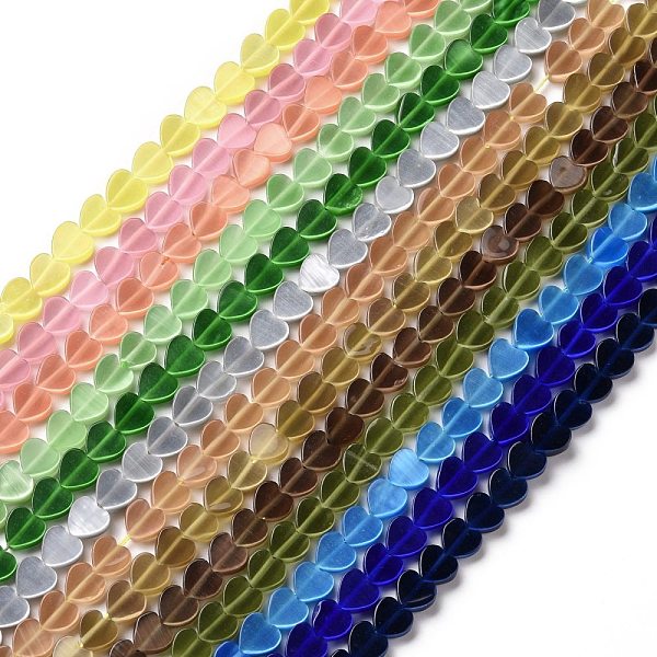 

PandaHall Cat Eye Beads Strands, Heart, Mixed Color, 7.5~8x8x2.5~4mm, Hole: 1mm, about 50~52Pcs/strand, 14.37~14.76 icnh(36.5~37.5cm) Glass..., Multicolor