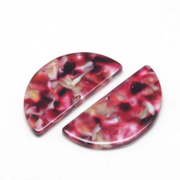 

PandaHall Cellulose Acetate(Resin) Semi Circle Pendants, Half Round, FireBrick, 23.5x12x2.5mm, Hole: 1.5mm Cellulose Acetate Half Round Red