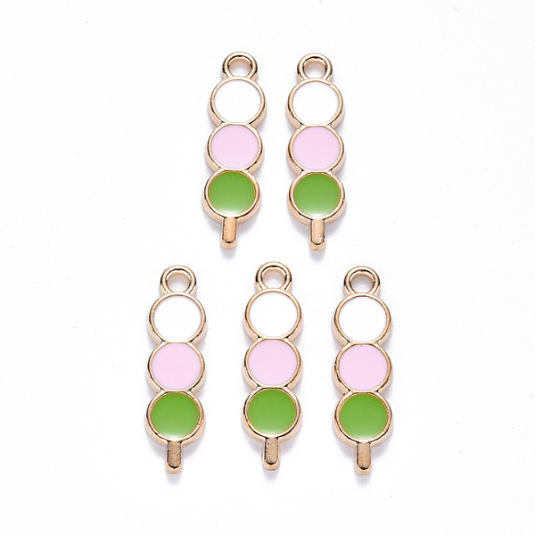 

PandaHall Alloy Enamel Pendants, Japanese Dango, Light Gold, White, 22x6x1.5mm, Hole: 1.6mm Alloy+Enamel Food White