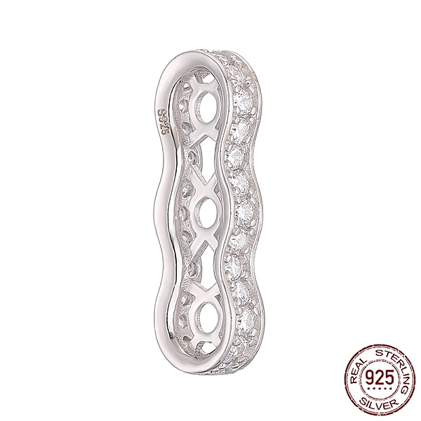 

PandaHall 3 Hole 925 Sterling Silver Multi-Strand Links, Cubic Zirconia Spacer Bars, with S925 Stamp, Real Platinum Plated, 19.5x7x3mm, Hole..., Clear