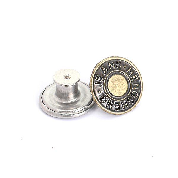 

PandaHall Alloy Button Pins for Jeans, Nautical Buttons, Garment Accessories, Round, Antique Bronze, 17mm Alloy Round
