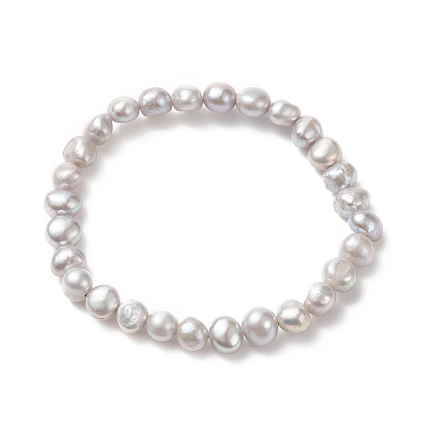 

PandaHall Natural Pearl Beaded Stretch Bracelets for Women, Light Grey, Inner Diameter: 2-1/8 inch(5.3cm) Pearl