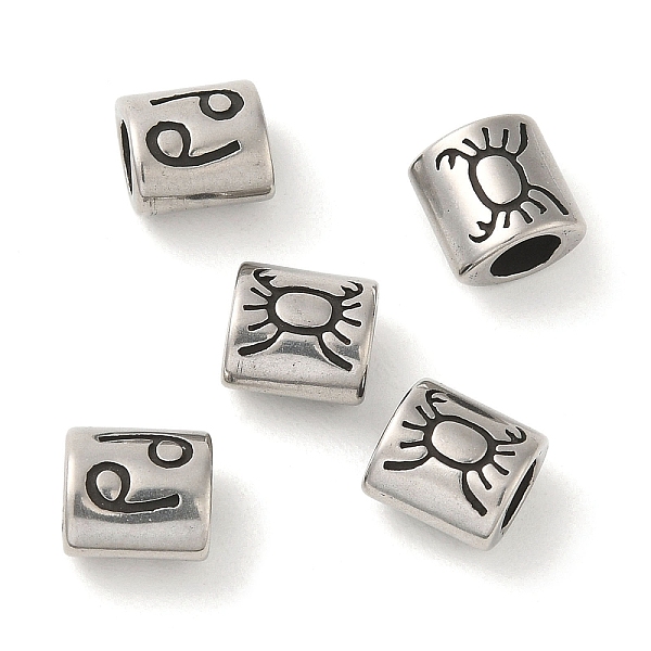 

PandaHall Oval with Constellation 304 Stainless Steel Beads, Large Hole Beads, Antique Silver, Cancer, 9x9x6mm, Hole: 4.5mm 304 Stainless...