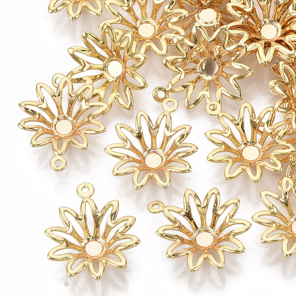 

PandaHall Brass Pendants, Nickel Free, Flower, Real 18K Gold Plated, 17.5x14.5x4.5mm, Hole: 1mm Brass Flower