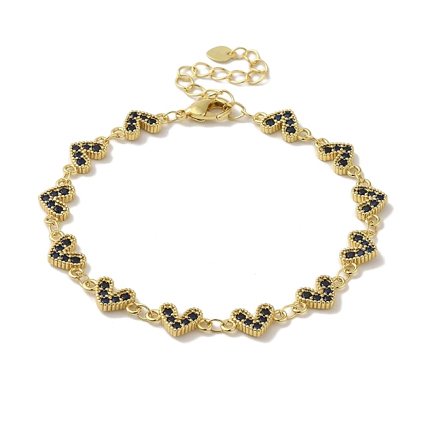 

PandaHall Rack Plating Brass Micro Pave Cubic Zirconia Heart Link Chain Bracelets for Women, Cadmium Free & Lead Free, Long-Lasting Plated...