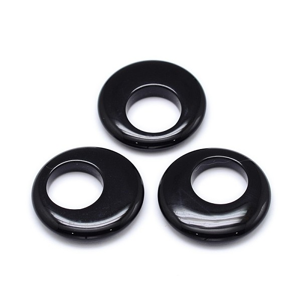 

PandaHall Natural Black Agate Flat Round Pendants, 25x5mm, Hole: 12mm Black Agate Flat Round Black