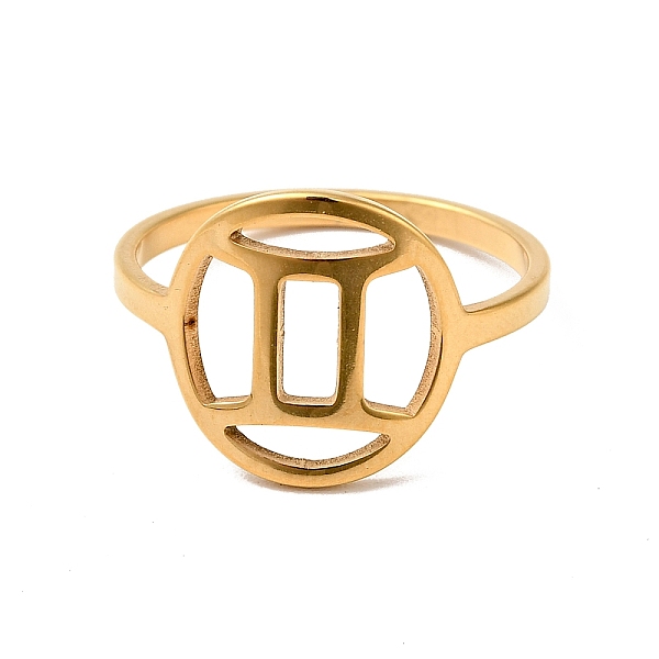 

PandaHall Ion Plating(IP) 201 Stainless Steel Constellations Gemini Finger Ring for Women, Golden, US Size 6 3/4(17.1mm) 201 Stainless Steel...