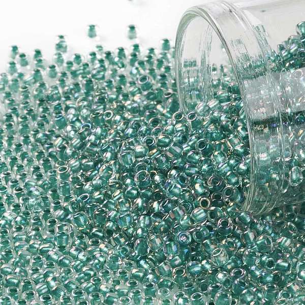 

PandaHall TOHO Round Seed Beads, Japanese Seed Beads, (264) Inside Color AB Crystal/Light Sea Green Lined, 11/0, 2.2mm, Hole: 0.8mm, about..., Cyan