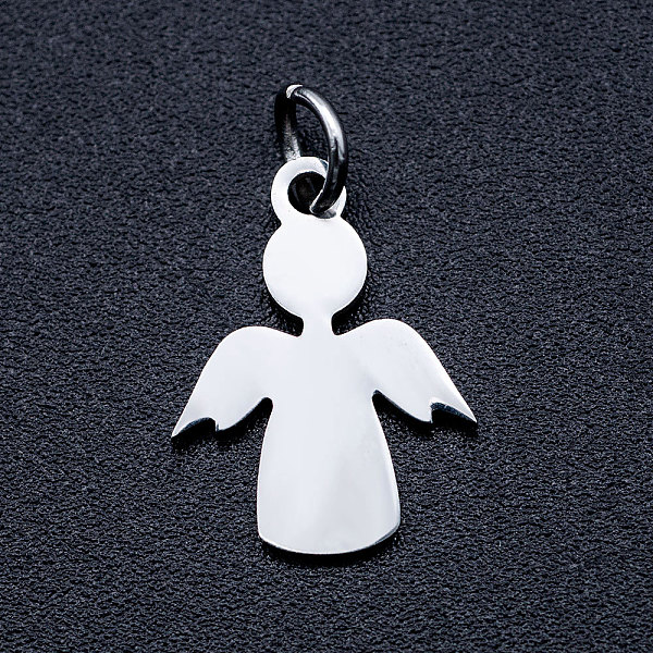 

PandaHall 201 Stainless Steel Pendants, Stamping Blank Tag Charms, with Unsoldered Jump Rings, Angel, Stainless Steel Color, 15x11.5x1mm...