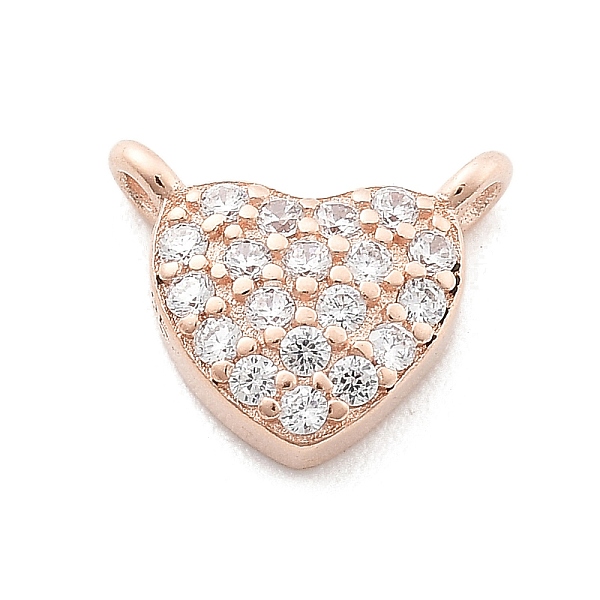 925 breloque en argent sterling avec micro pavé de zircones cubiques transparentes en forme de cœur