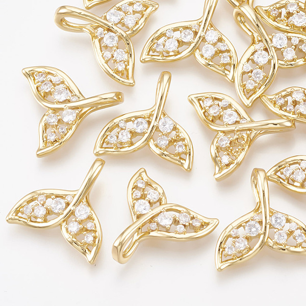 

PandaHall Brass Cubic Zirconia Pendants, Whale Tail Shaped, Clear, Real 18K Gold Plated, 16x16.5x2.5mm, Hole: 2x6.5mm Brass+Cubic Zirconia...