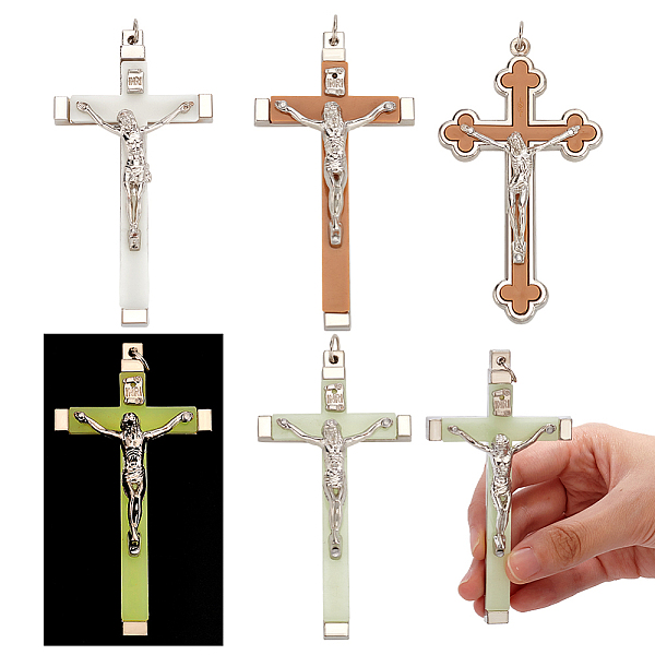 

PandaHall 4Pcs 4 Style Plastic Big Pendants, with Platinum Plated Zinc Alloy Findings, Crucifix Cross Charm, Religion, Mixed Color..., Multicolor