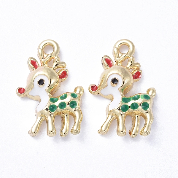 

PandaHall Golden Plated Alloy Enamel Pendants, for Christmas, Sika Deer, Colorful, 20x13x4mm, Hole: 2mm Alloy+Enamel Deer