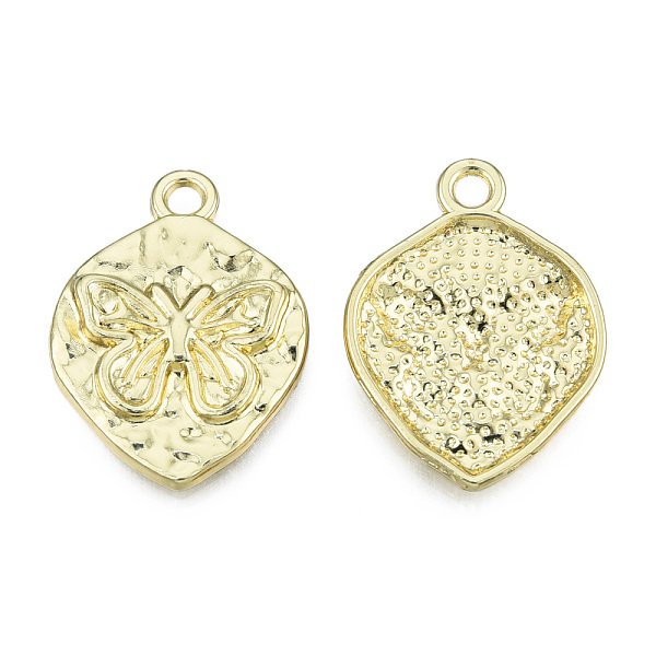 

PandaHall Rack Plating Alloy Pendants, Cadmium Free & Nickel Free & Lead Free, Textured, Oval with Butterfly, Light Gold, 24x18x3mm, Hole...