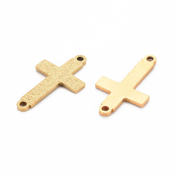 

PandaHall 201 Stainless Steel Link Connectors, Textured, Laser Cut, Cross, Golden, 22x12x1mm, Hole: 1.6mm 201 Stainless Steel Cross