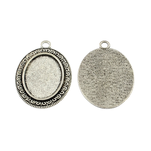 

PandaHall Tibetan Style Zinc Alloy Oval Pendant Cabochons Settings, Lead Free & Cadmium Free, Antique Silver, 38.5x27.5x2mm, Hole: 3mm, Tray...