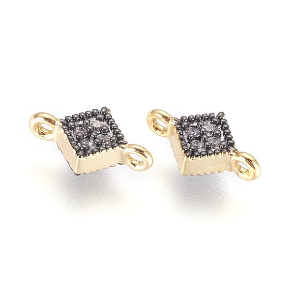 

PandaHall Brass Micro Pave Cubic Zirconia Links, Rhombus, Gunmetal & Golden, 11x7.5x3mm, Hole: 1mm Brass+Cubic Zirconia Rhombus Clear