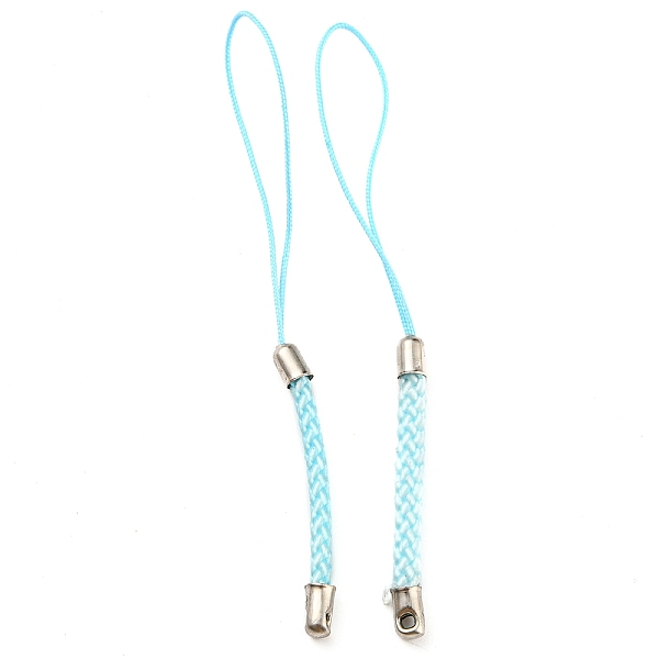 

PandaHall Polyester Cord Mobile Straps, with Platinum Plated Iron Findings, Cyan, 8~9cm Polyester Cyan