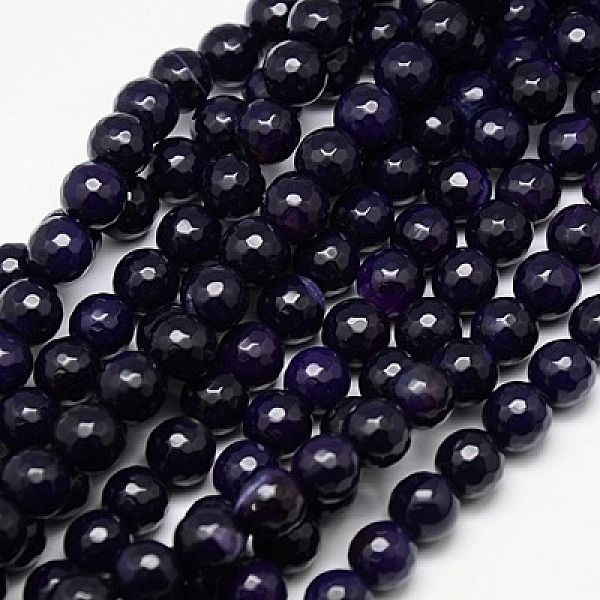 

PandaHall Natural Agate Beads Strands, Faceted, Dyed, Round, Indigo, 10mm, Hole: 1.2mm, about 38pcs/strand, 15 inch Natural Agate Round..., Purple