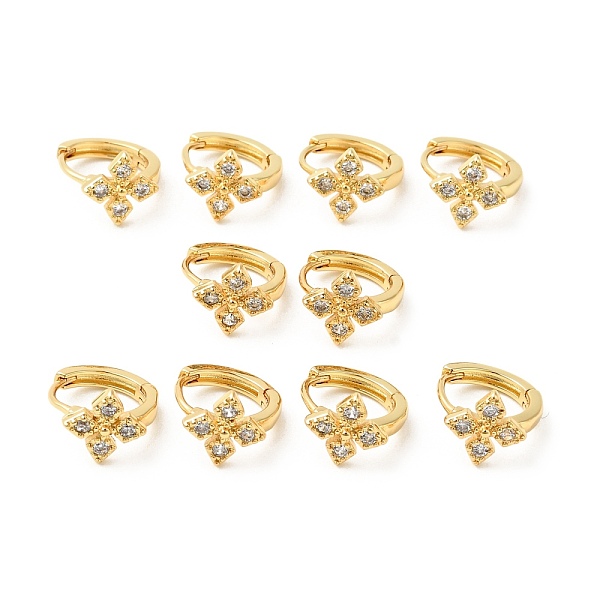 

PandaHall Cubic Zirconia Flower Hoop Earrings, Real 18K Gold Plated Brass Jewelry for Women, Cadmium Free & Nickel Free & Lead Free, Clear...