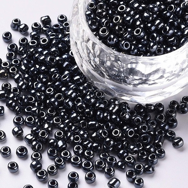 

PandaHall Glass Seed Beads, Opaque Colors Lustered, Round, Prussian Blue, 3mm, Hole: 1mm, about 2222pcs/100g Glass