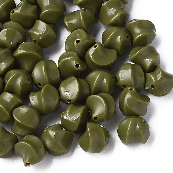 

PandaHall Opaque Acrylic Beads, Twist, Dark Olive Green, 14.5x14x14mm, Hole: 1.6mm, about 390pcs/500g Acrylic Twist