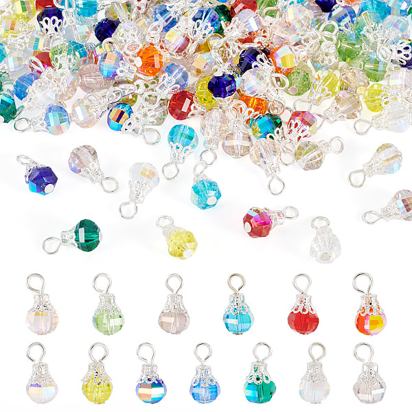 130Pcs 13 Colors Glass Pendants