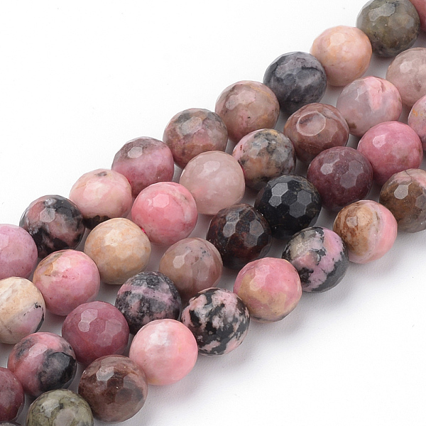

PandaHall Natural Rhodonite Beads Strands, Faceted, Round, 4~4.5mm, Hole: 1mm, about 96pcs/strand, 15.5 inch Rhodonite Round