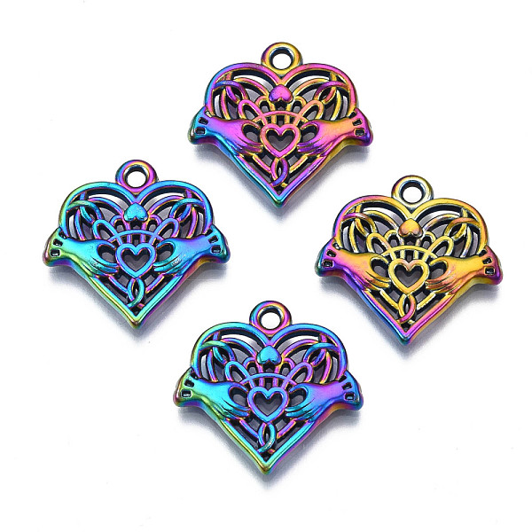 

PandaHall Rack Plating Rainbow Color Alloy Pendants, Cadmium Free & Nickel Free & Lead Free, Heart, 20x20.5x2.5mm, Hole: 1.8mm Alloy Heart