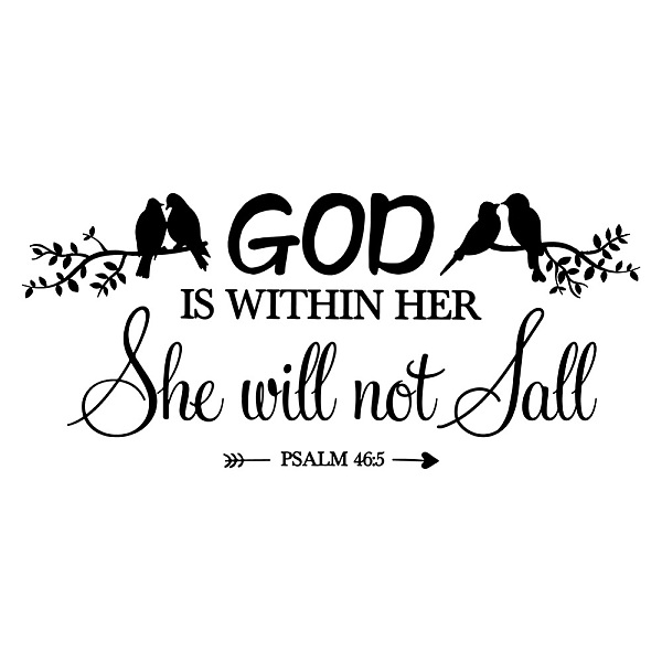 

PandaHall SUPERDANT God Quote Wall Decals God is Within Her She Will Not Fail Wall Stickers with Birds in The Treetops Wall Art Black...