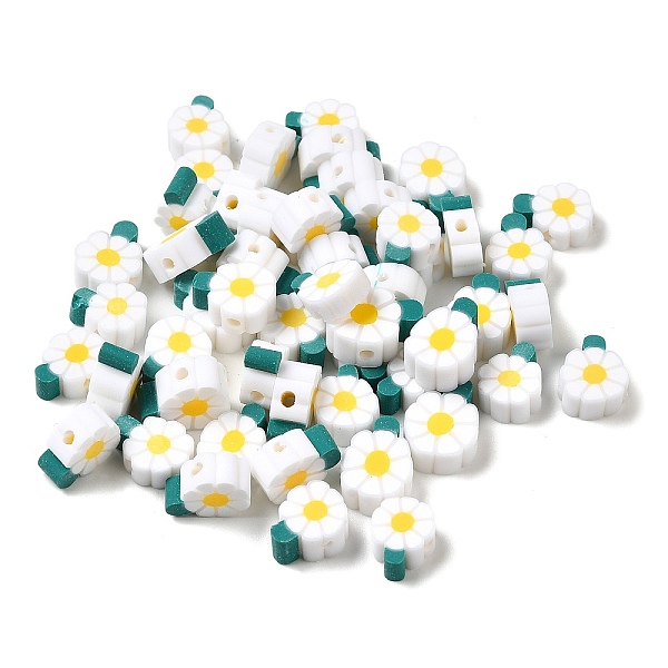

PandaHall Handmade Polymer Clay Beads, Flower, White, 12x9x4mm, Hole: 1.5mm Polymer Clay Flower White