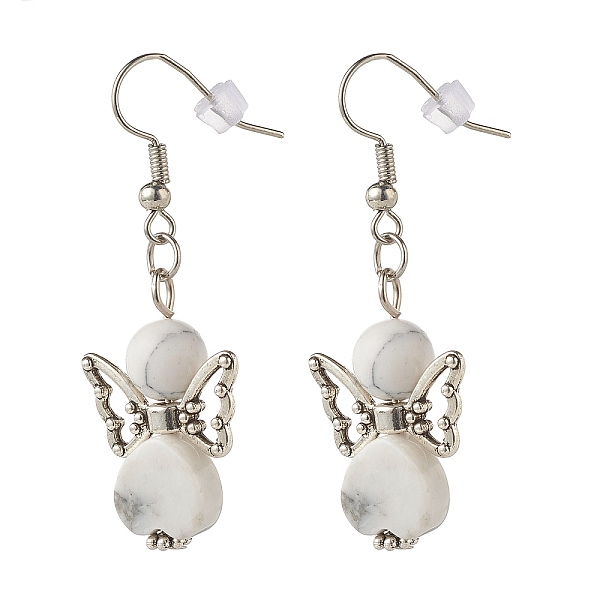 

PandaHall Fairy Natural & Synthetic Howlite Dangle Earring for Girl Women, Stainless Steel Color, 47mm, Pin: 0.7mm Howlite