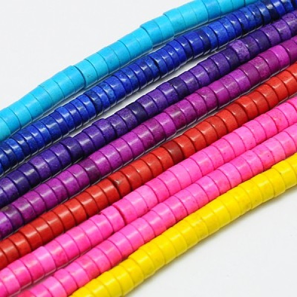 

PandaHall Synthetic Turquoise Beads Strands, Heishi Beads, Dyed, Flat Round/Disc, Mixed Color, 5x3mm, Hole: 1mm, about 145pcs/strand, 15.75..., Multicolor