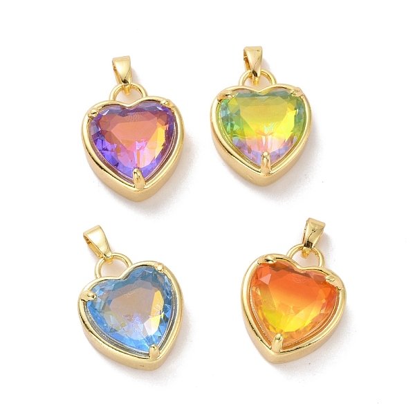 

PandaHall Glass Pendants, with Golden Plated Brass Findings, Cadmium Free & Lead Free, Heart, Mixed Color, 18x14.5x8mm, Hole: 4x6mm..., Multicolor