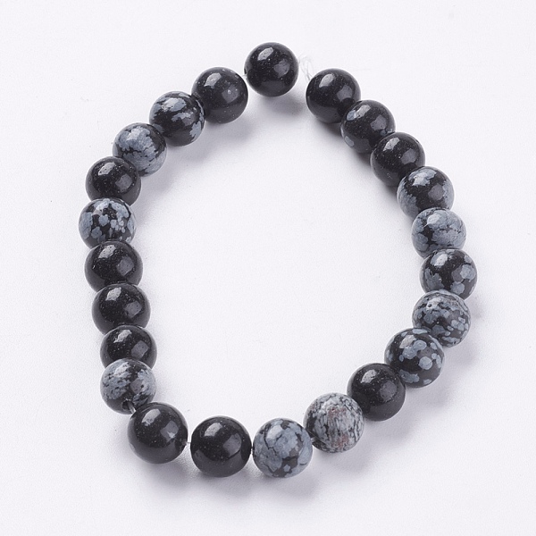 Naturschneeflocke Obsidian Perlen Stränge