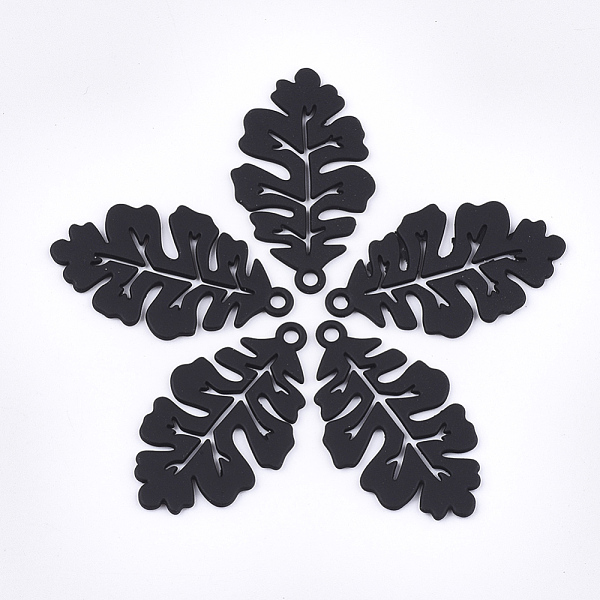 

PandaHall Spray Painted Alloy Pendants, Leaf, Black, 33x19x1mm, Hole: 2mm Alloy Leaf Black