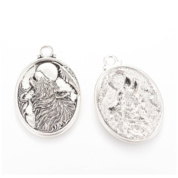 

PandaHall Tibetan Style Alloy Pendants, Oval, Lead Free & Cadmium Free, Antique Silver, 47x32x3mm, Hole: 4mm, about 105pcs/1000g Alloy Oval