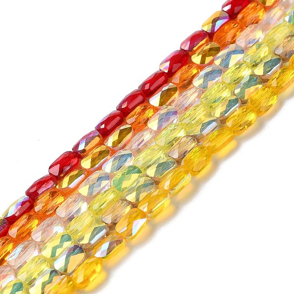 

PandaHall Transparent Electroplate Glass Beads Strands, AB Color, Faceted Rectangle, Mixed Color, 7x4.5x3.5mm, Hole: 1.2mm, about..., Multicolor