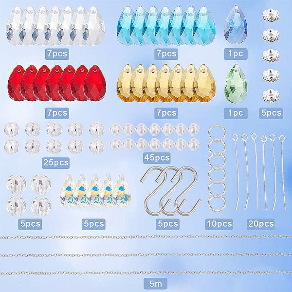 Sunnyclue 1ボックス5セット エンジェルサンキャッチャー 作成キット サンキャッチャー クリスタル ガラスビーズ チャーム レインボーキャッチャー 窓用 屋外 太陽の輝き レインボーメーカー ガーデンオーナメント ファセットビーズ ホームデコ用品
