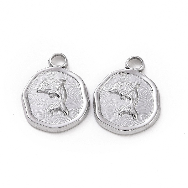 

PandaHall 304 Stainless Steel Pendants, Flat Round with Dolphin Charm, Stainless Steel Color, 16x13x2mm, Hole: 2mm 304 Stainless Steel Flat...