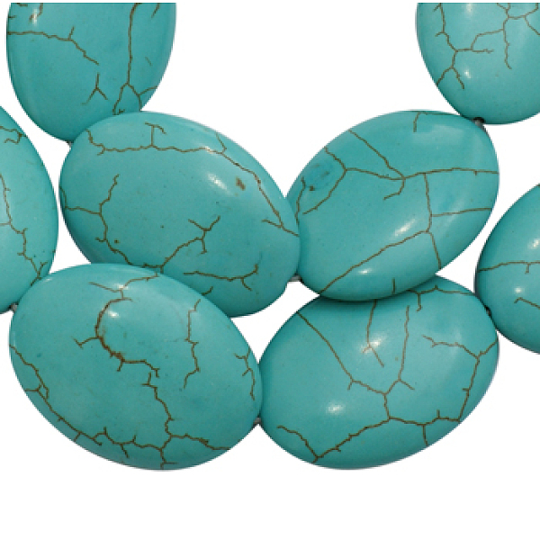 

PandaHall Synthetical Howlite Beads, Dyed, Oval, Turquoise, 35x25mm, Hole: 1mm Howlite Oval Green