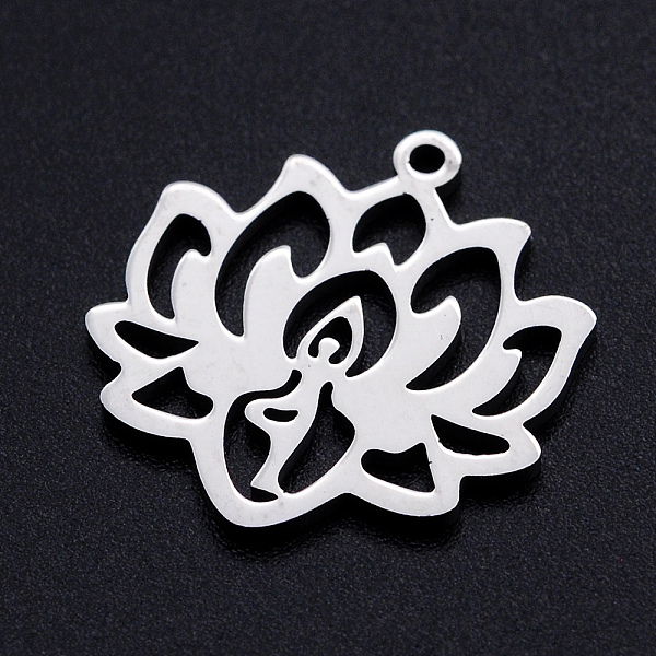 

PandaHall 201 Stainless Steel Pendants, Filigree Joiners Findings, for Chakra, Laser Cut, Lotus Flower with Yoga, Stainless Steel Color...