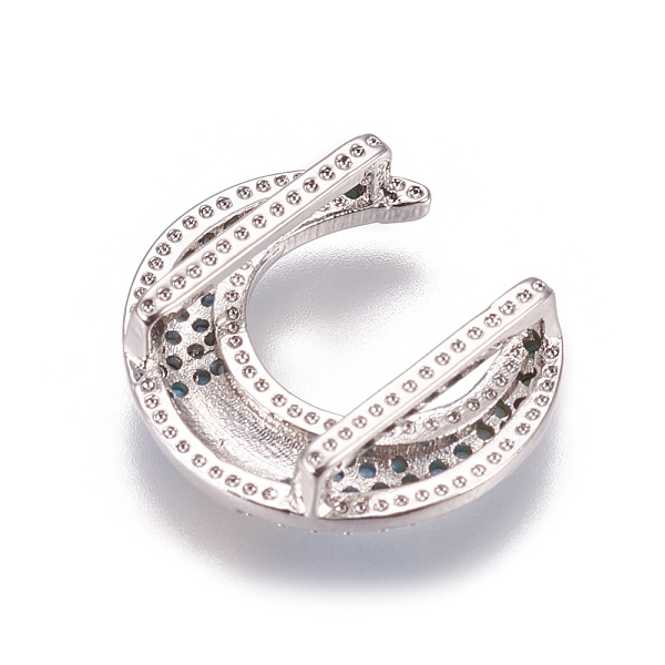 

PandaHall Brass Micro Pave Cubic Zirconia Slide Charms, Double Horn/Crescent Moon, Deep Sky Blue, Platinum, 18x19x6mm, Hole: 2x12mm...