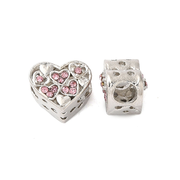 

PandaHall Rack Plating Alloy Rhinestone European Beads, Cadmium Free & Nickel Free & Lead Free, Large Hole Beads, Heart, Platinum, 11x13x8mm...
