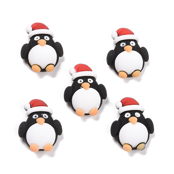 

PandaHall Resin Cabochons, Christmas Theme, Penguin with Christmas Hat, Black, 23.5x18.5x8mm Resin Penguin Black