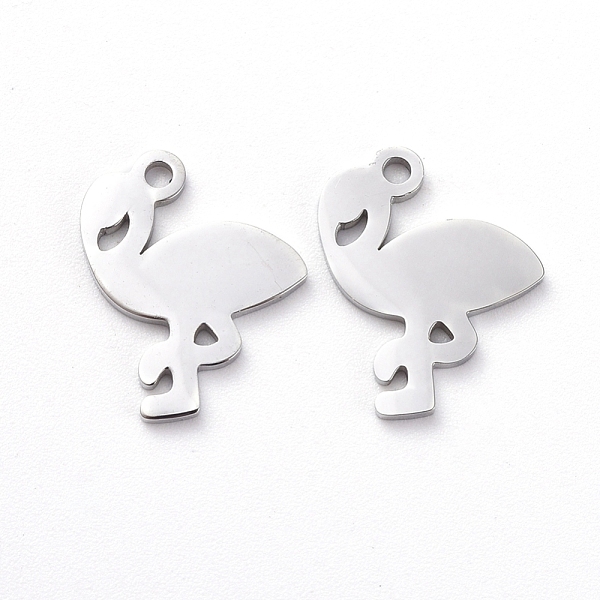 PandaHall 304 Stainless Steel Charms, Manual Polishing, Flamingo, Stainless Steel Color, 12x10x1mm, Hole: 1mm 304 Stainless Steel Other...