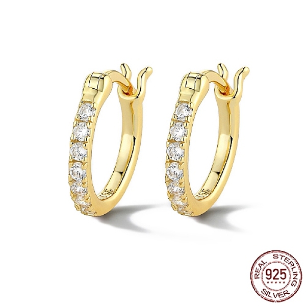 

PandaHall 925 Sterling Silver Hoop Earring for Women, Real 18K Gold Plated, Clear, 12mm Sterling Silver Ring Clear