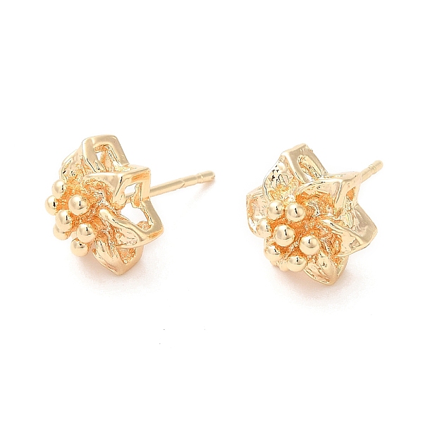 

PandaHall Brass Studs Earrings, Flower, Real 18K Gold Plated & Gunmetal, 9x11mm Brass Flower