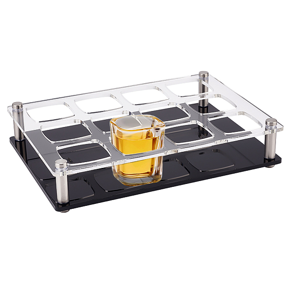 

PandaHall Glitter 12-Hole Acrylic Shot Glasses Holders, Square Beer Wine Glasses Organizer Rack for Family Party Bar Pub, Square Pattern..., Clear